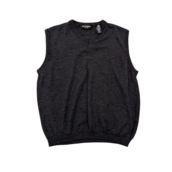 Brandini Other - Men's‎ L Dark Gray Vest 100% Merino Wool Made in Italy Knit Pullover